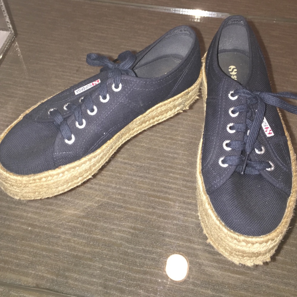 Platform Superga navy sneakers